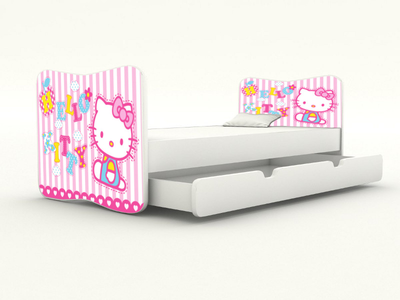 Becks posteľ bez bočnice + úložný priestor Hello Kitty